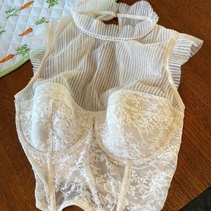 Victoria’s Secret NWTLace lined Demi Bustier Cream Dream Angel. Rhinestones.